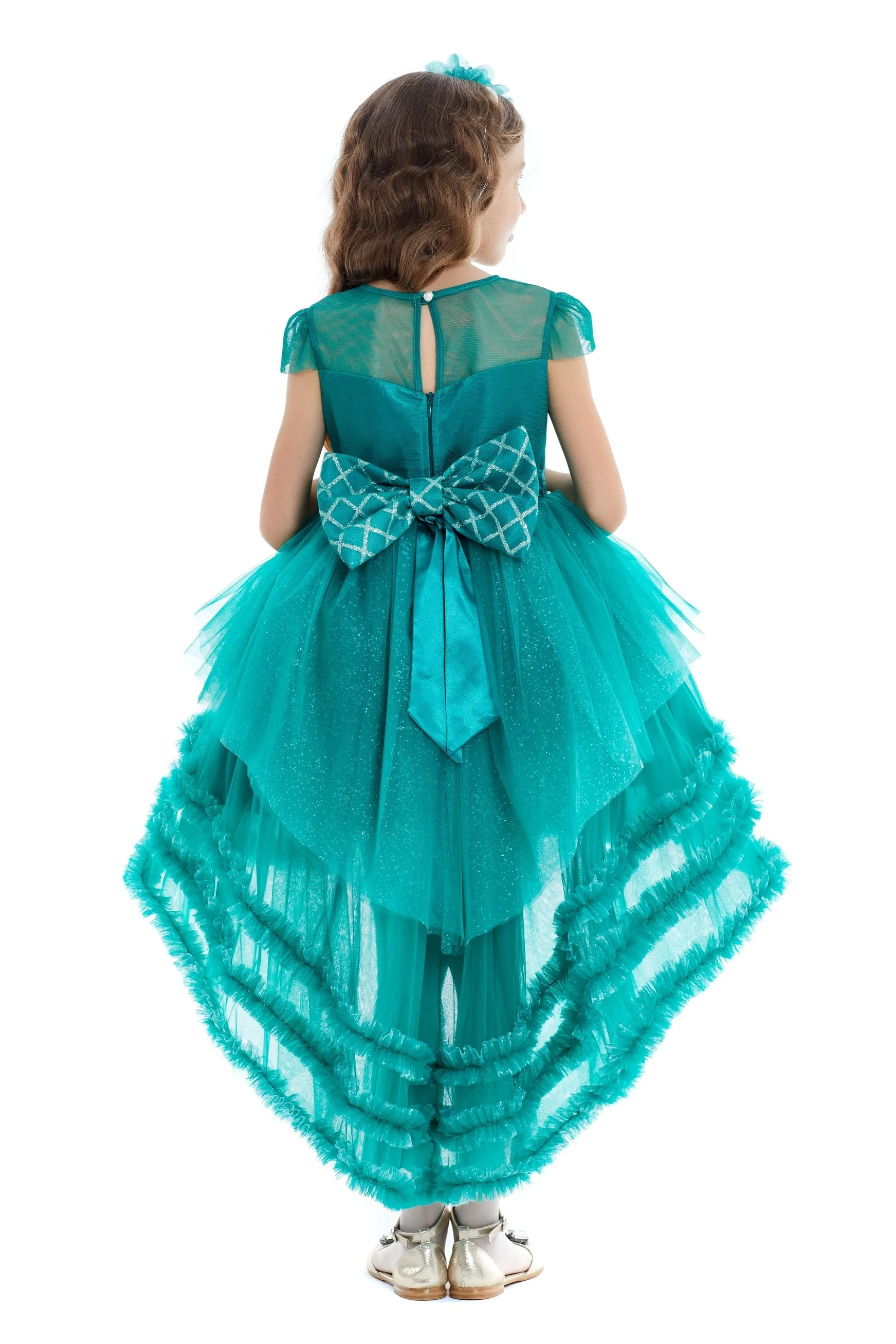 Girls Holiday Dress for Celebrations in Red or Emerald