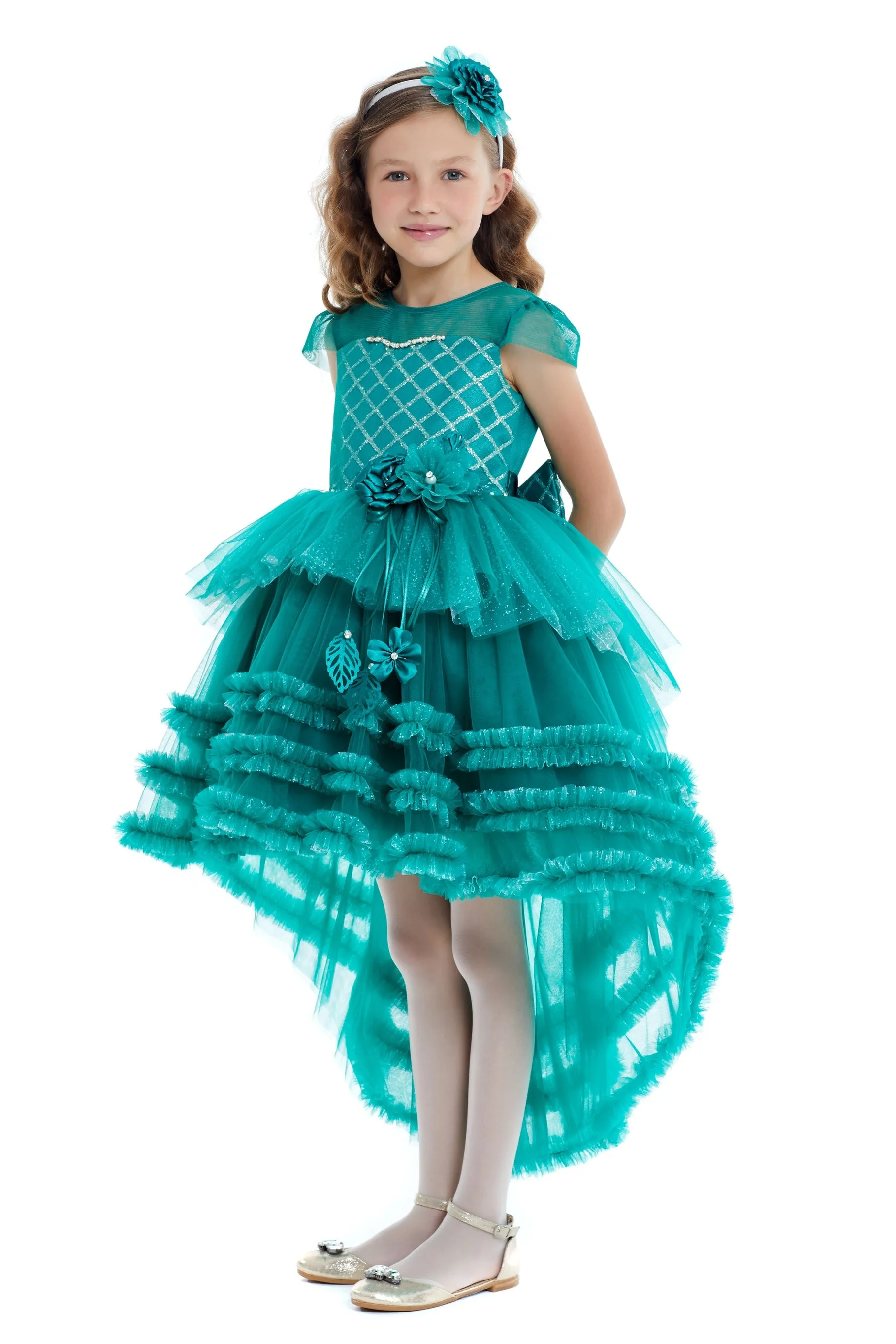 Girls Holiday Dress for Celebrations in Red or Emerald