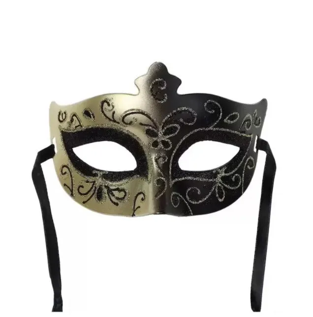 Gold and Black Glitter Masquerade Mask