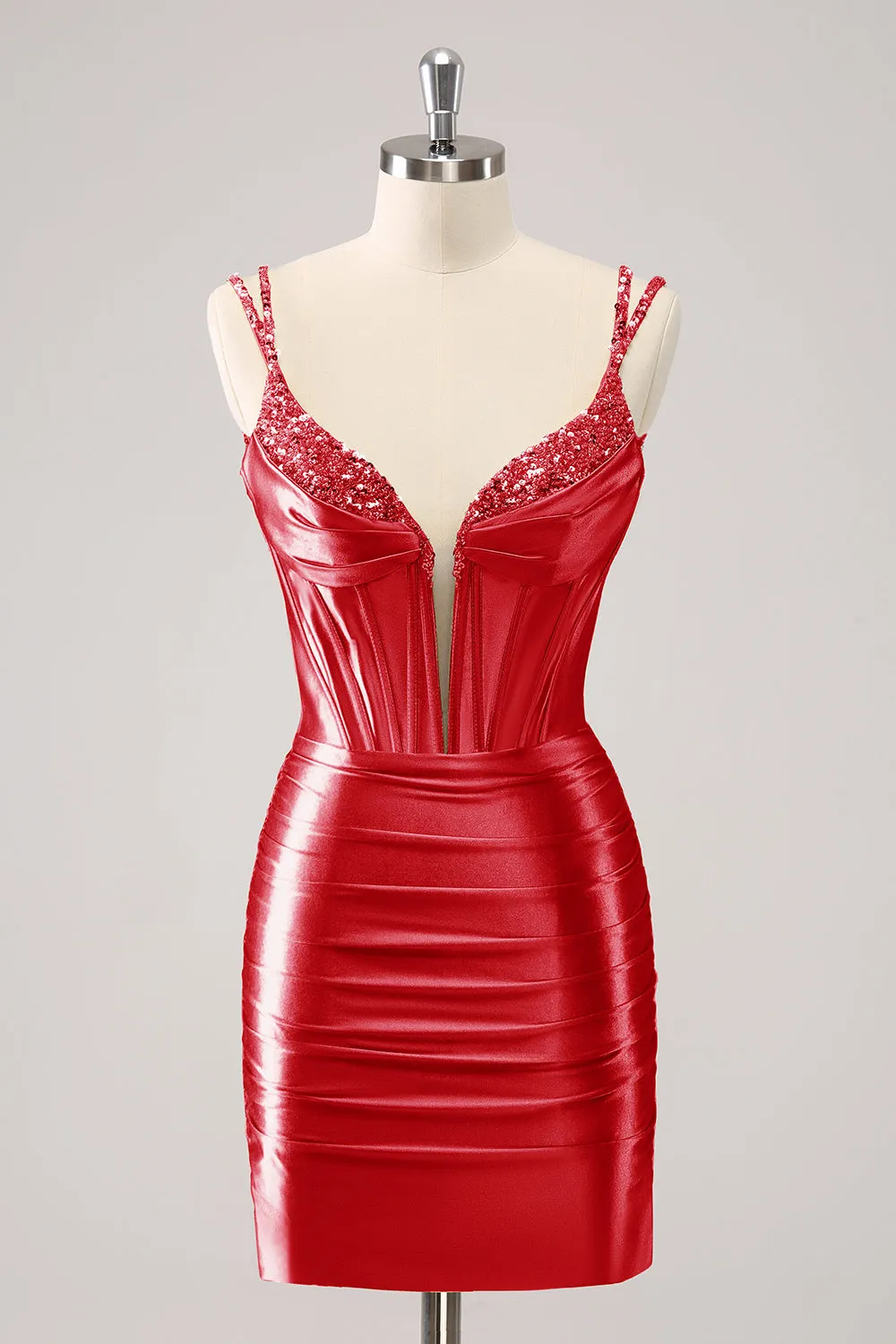 Gorgeous Golden Bodycon Corset Short Homecoming Dress with Sequins