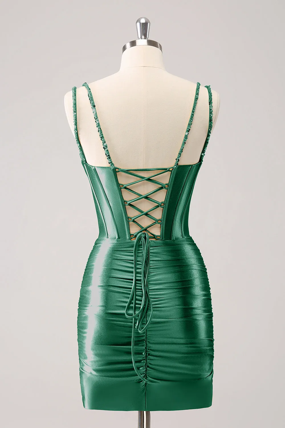 Gorgeous Golden Bodycon Corset Short Homecoming Dress with Sequins