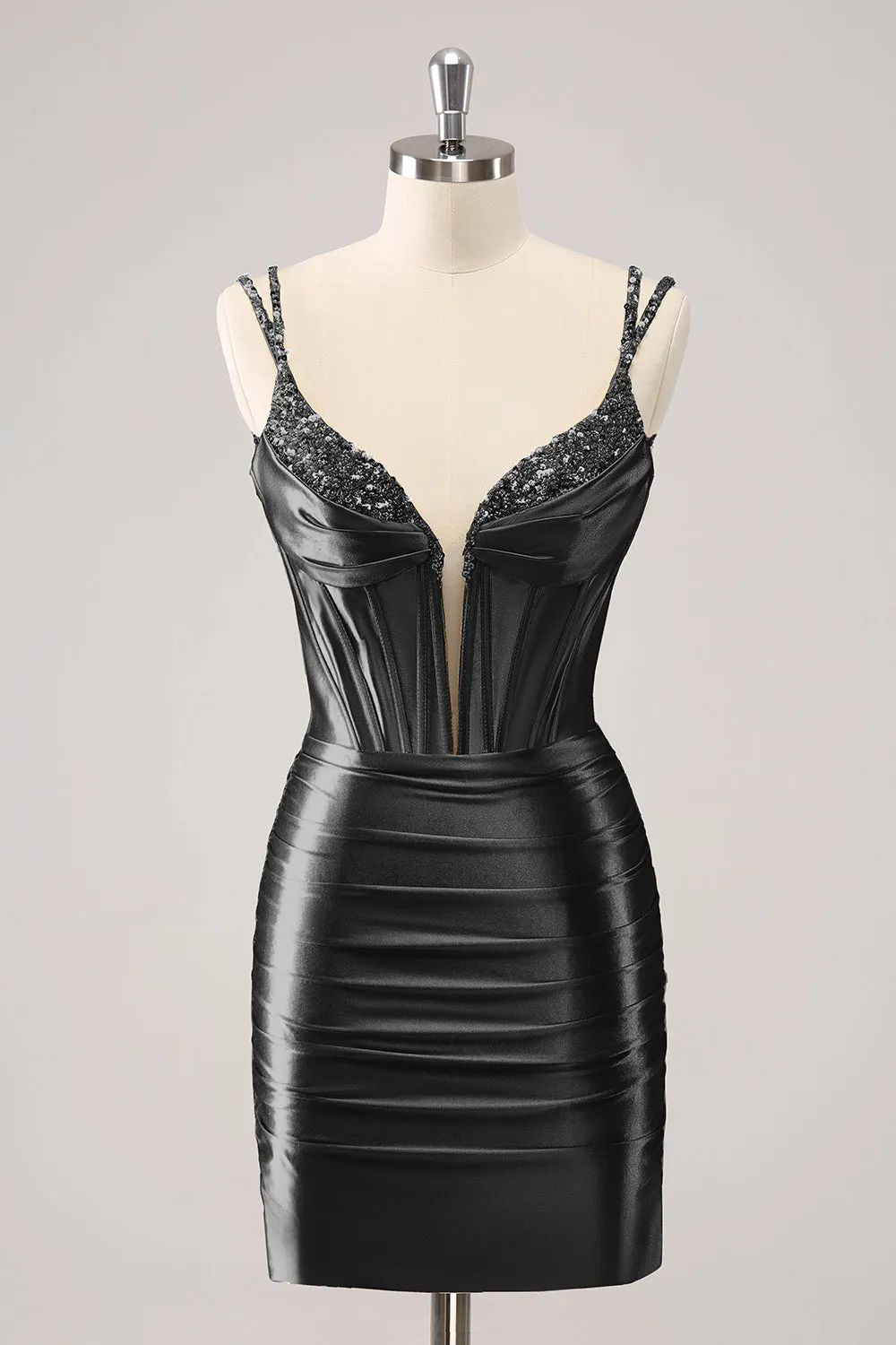 Gorgeous Golden Bodycon Corset Short Homecoming Dress with Sequins