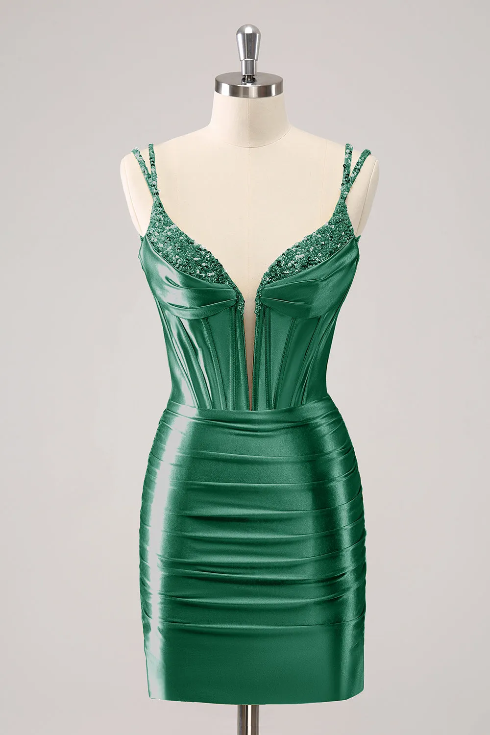 Gorgeous Golden Bodycon Corset Short Homecoming Dress with Sequins