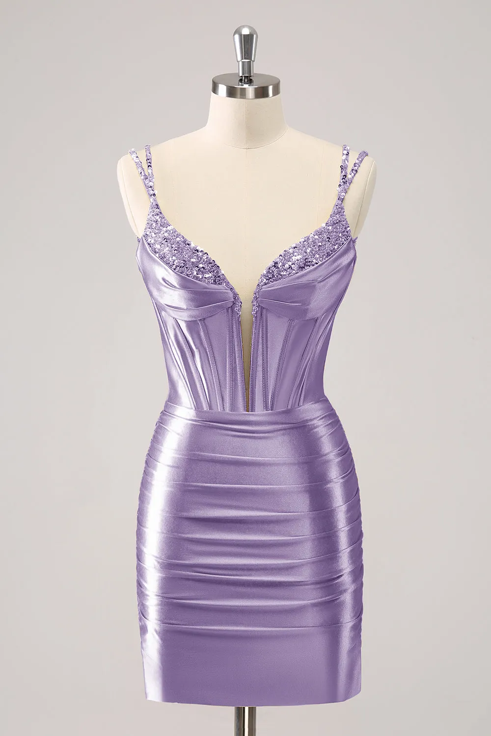 Gorgeous Golden Bodycon Corset Short Homecoming Dress with Sequins