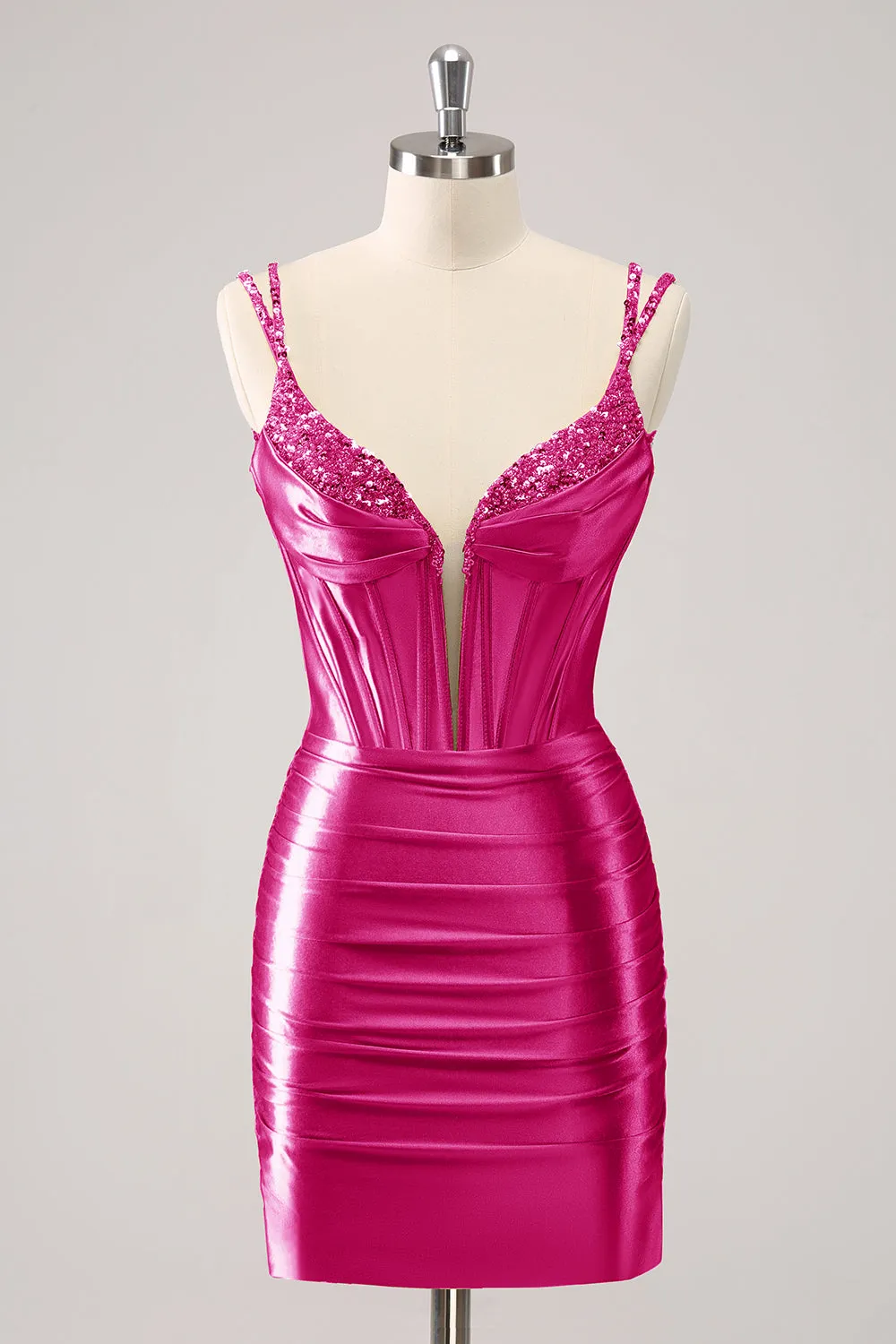 Gorgeous Golden Bodycon Corset Short Homecoming Dress with Sequins