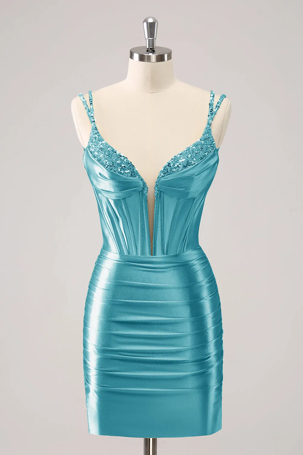 Gorgeous Golden Bodycon Corset Short Homecoming Dress with Sequins
