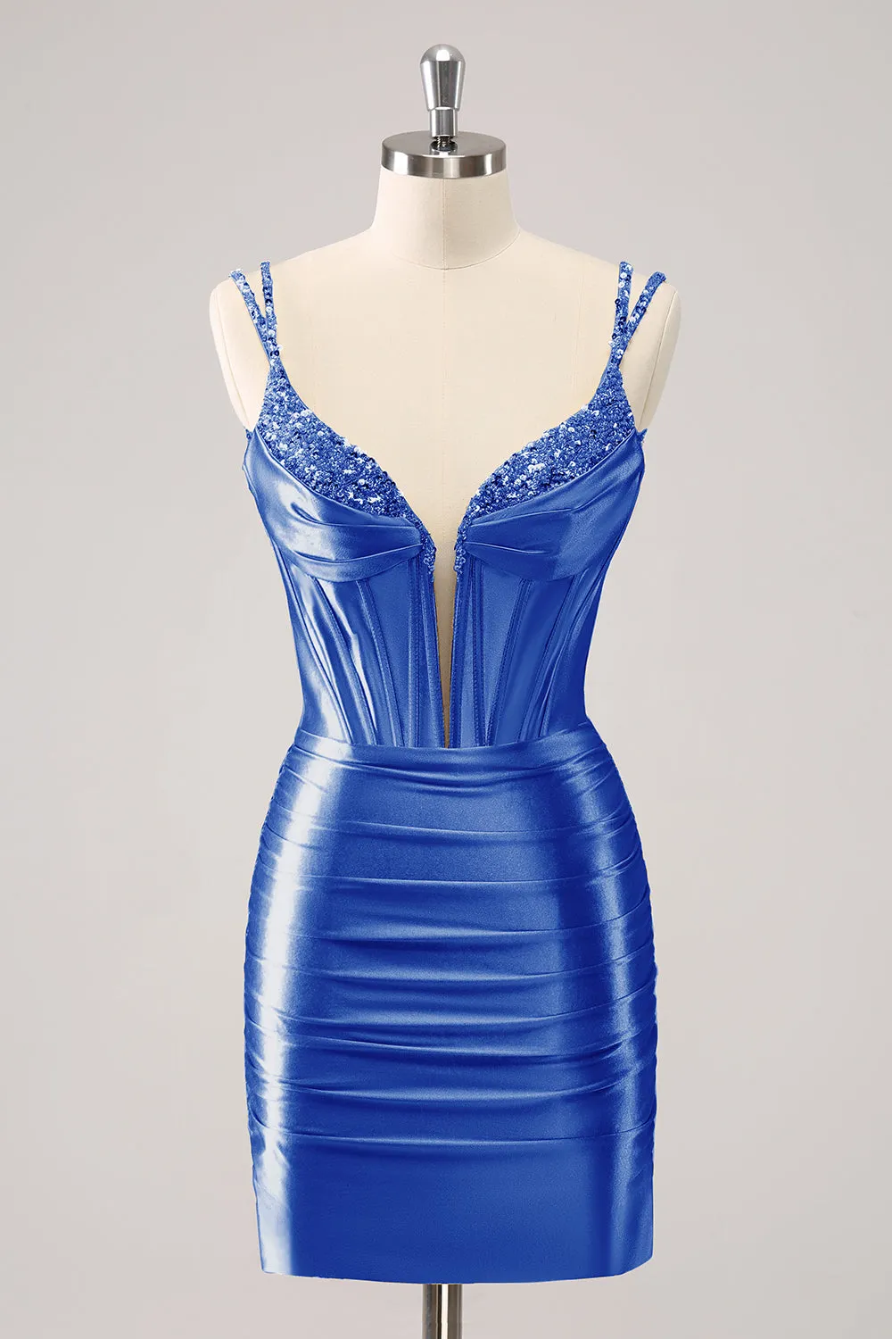 Gorgeous Golden Bodycon Corset Short Homecoming Dress with Sequins