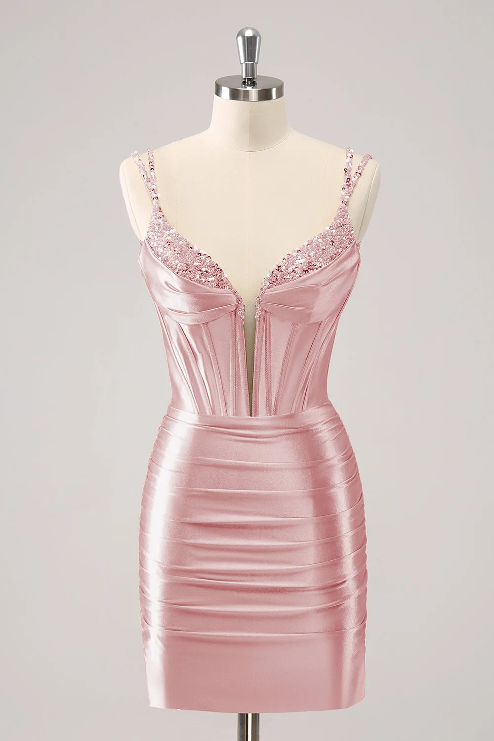 Gorgeous Golden Bodycon Corset Short Homecoming Dress with Sequins