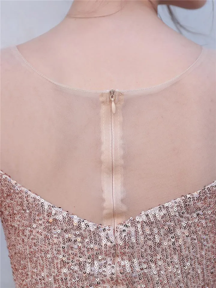 Gorgeous Shiny Sequins High-Low Ruffle Hem Dress For Party