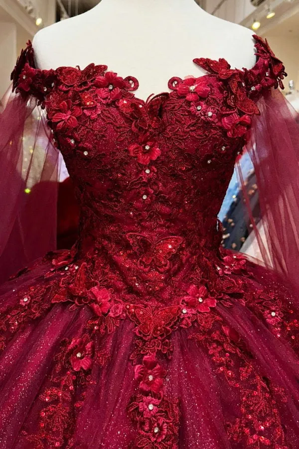 Gorgeous Sleeveless Tulle Quinceanera Dresses with 3D Flowers