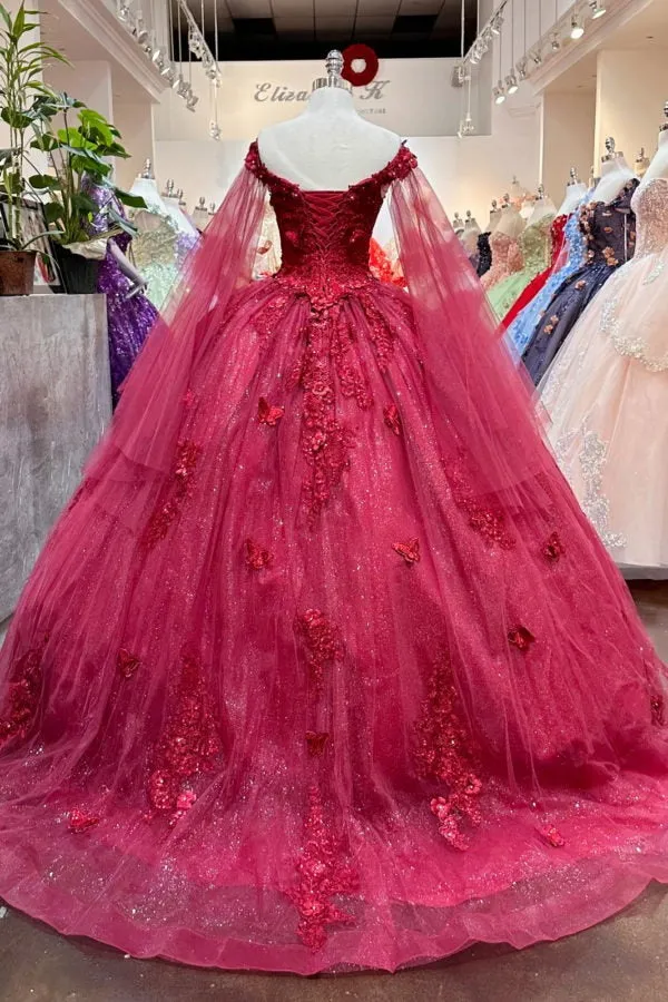 Gorgeous Sleeveless Tulle Quinceanera Dresses with 3D Flowers