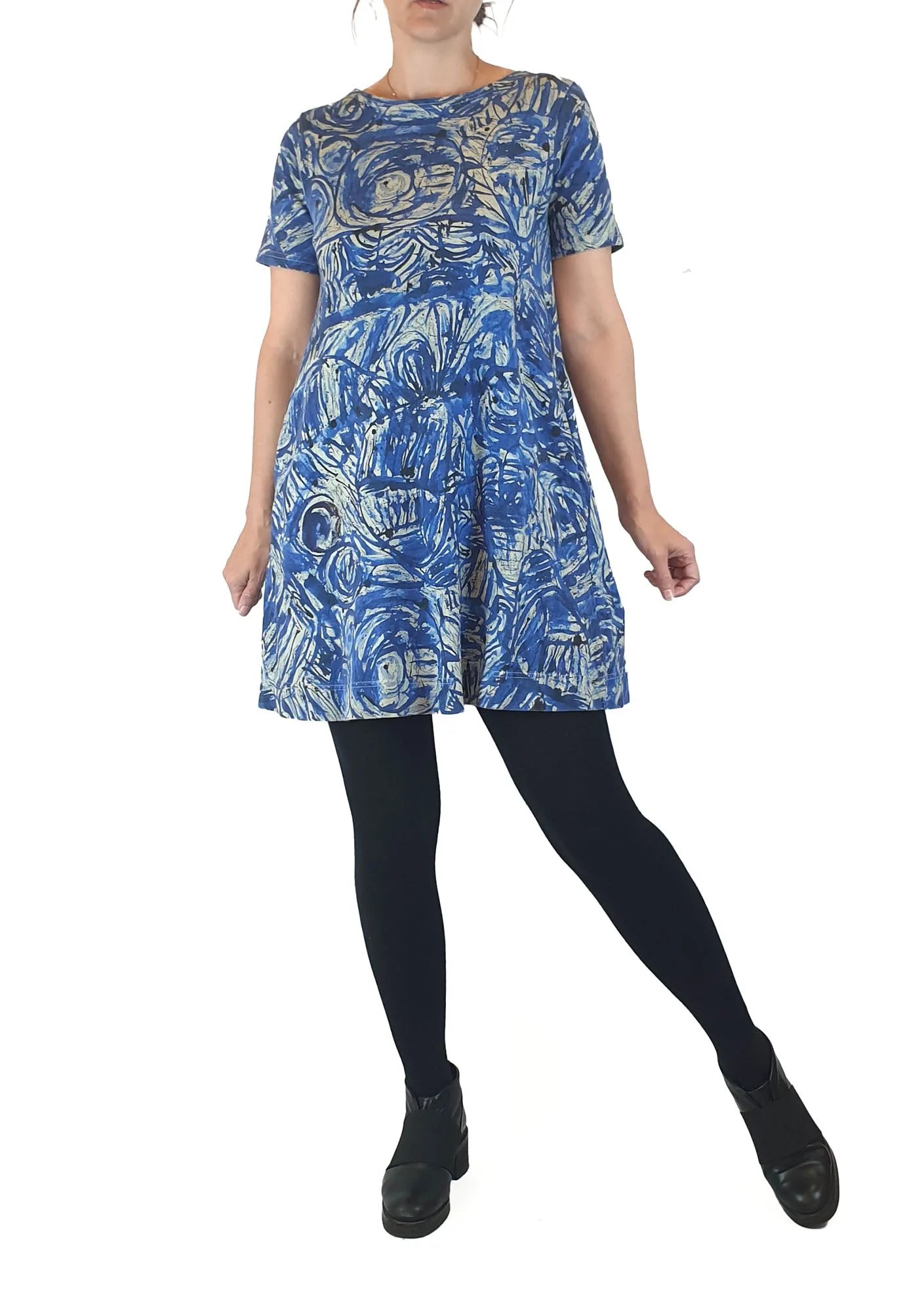 Gorman   Mangkaja blue print tee shirt dress size XS (fits size 6 and 8)