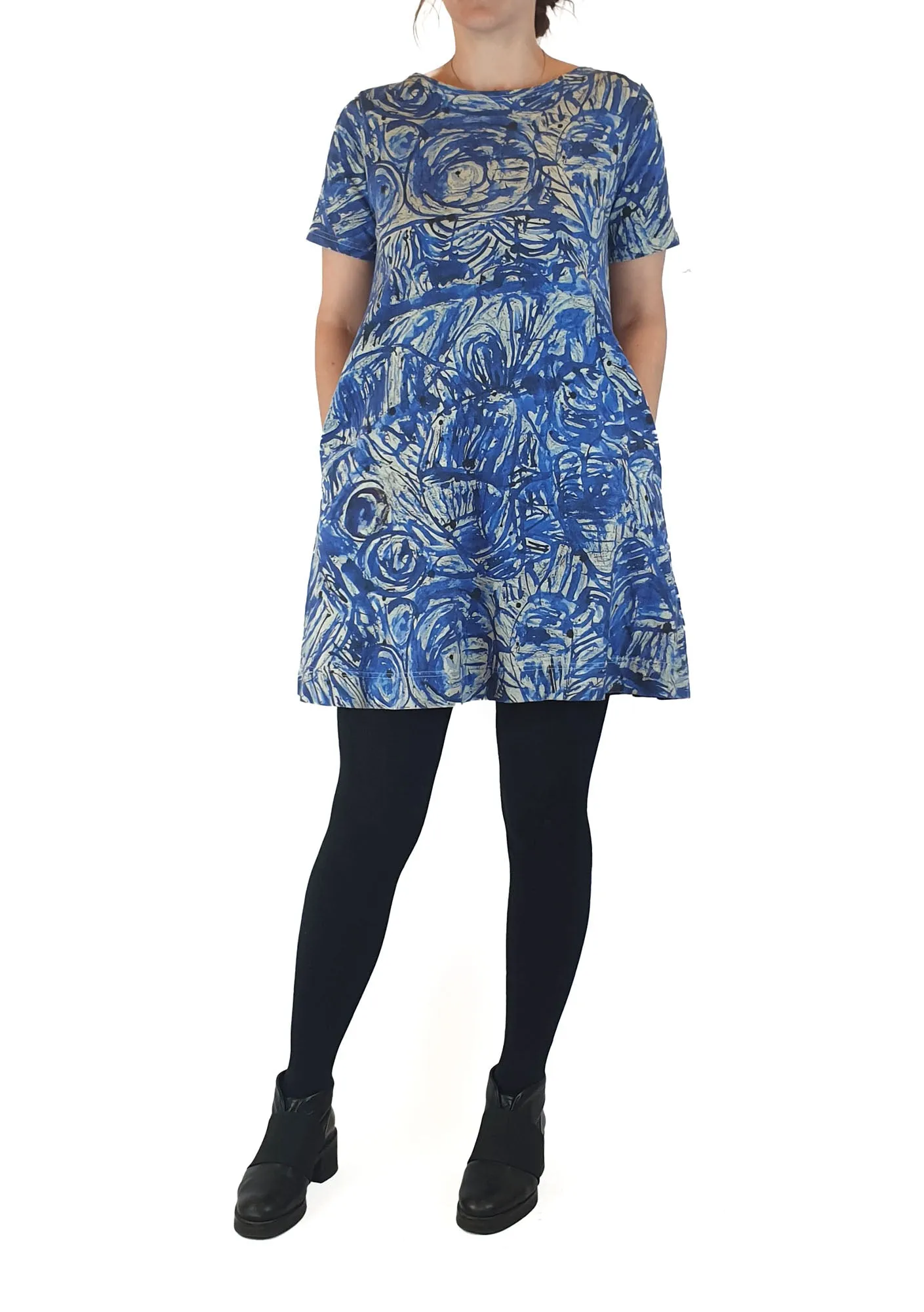 Gorman   Mangkaja blue print tee shirt dress size XS (fits size 6 and 8)