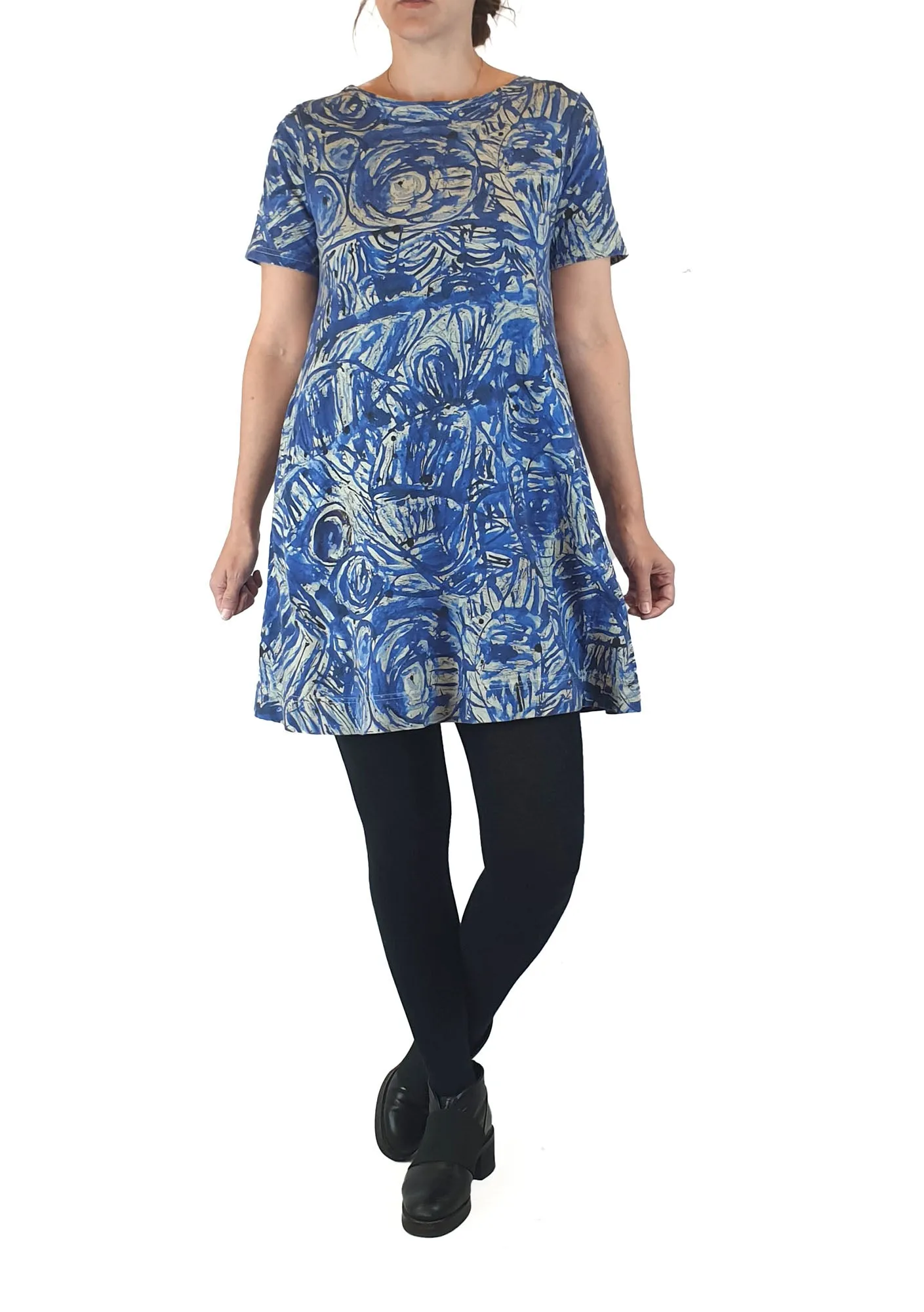 Gorman   Mangkaja blue print tee shirt dress size XS (fits size 6 and 8)