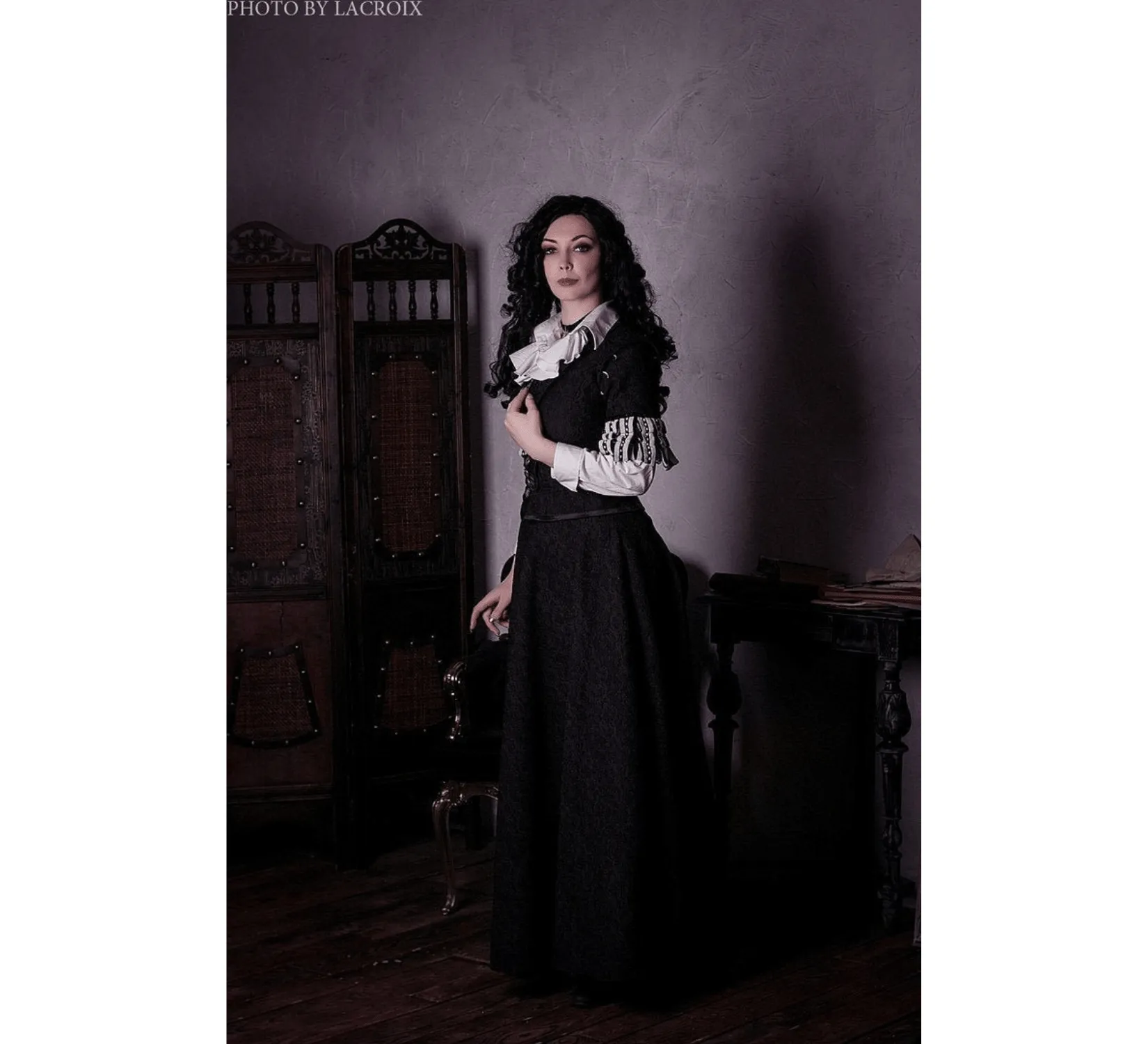 Gothic Fantasy Yennefer inspired black jacquard costume