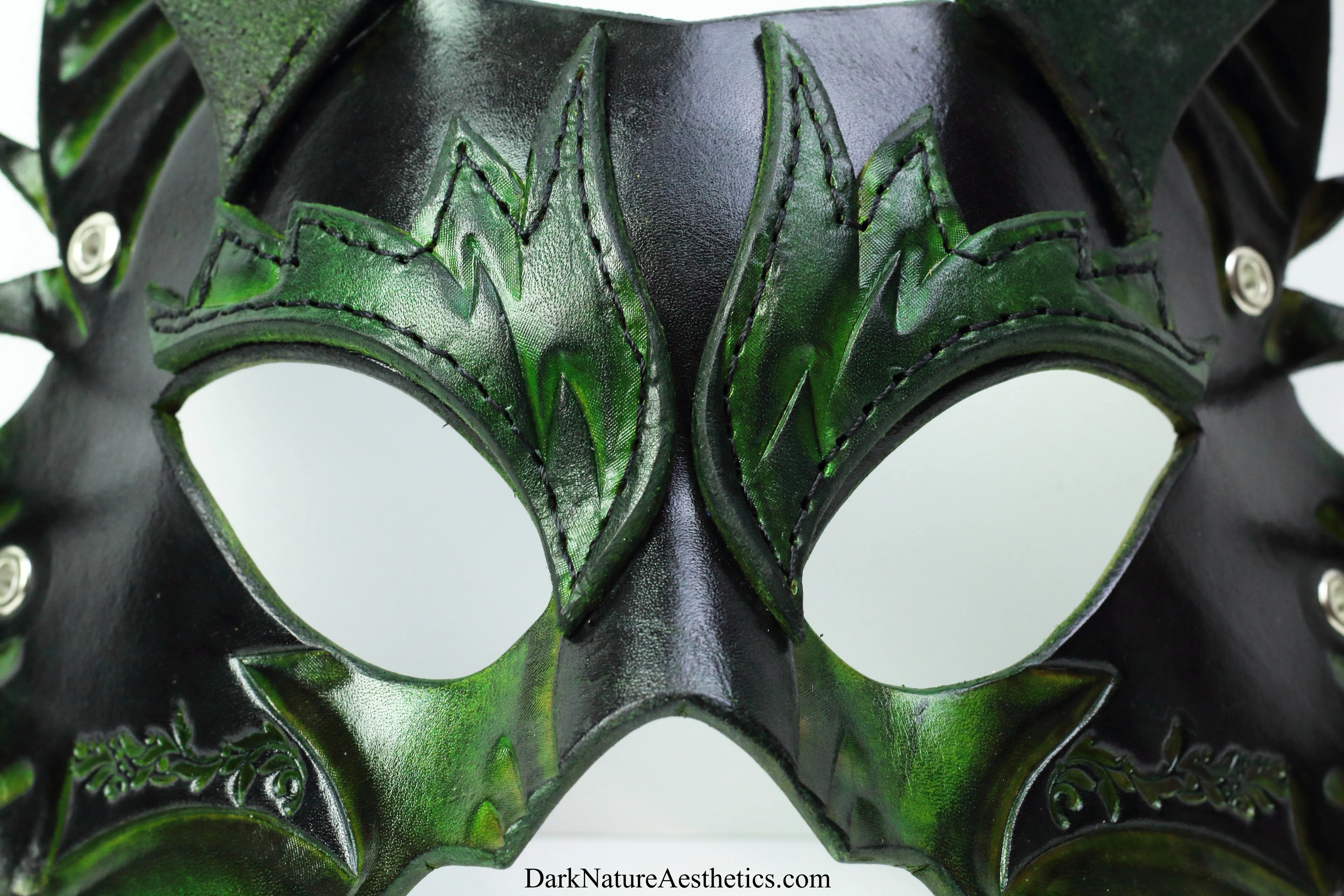Green "Primal Call" Wolf Leather Mask
