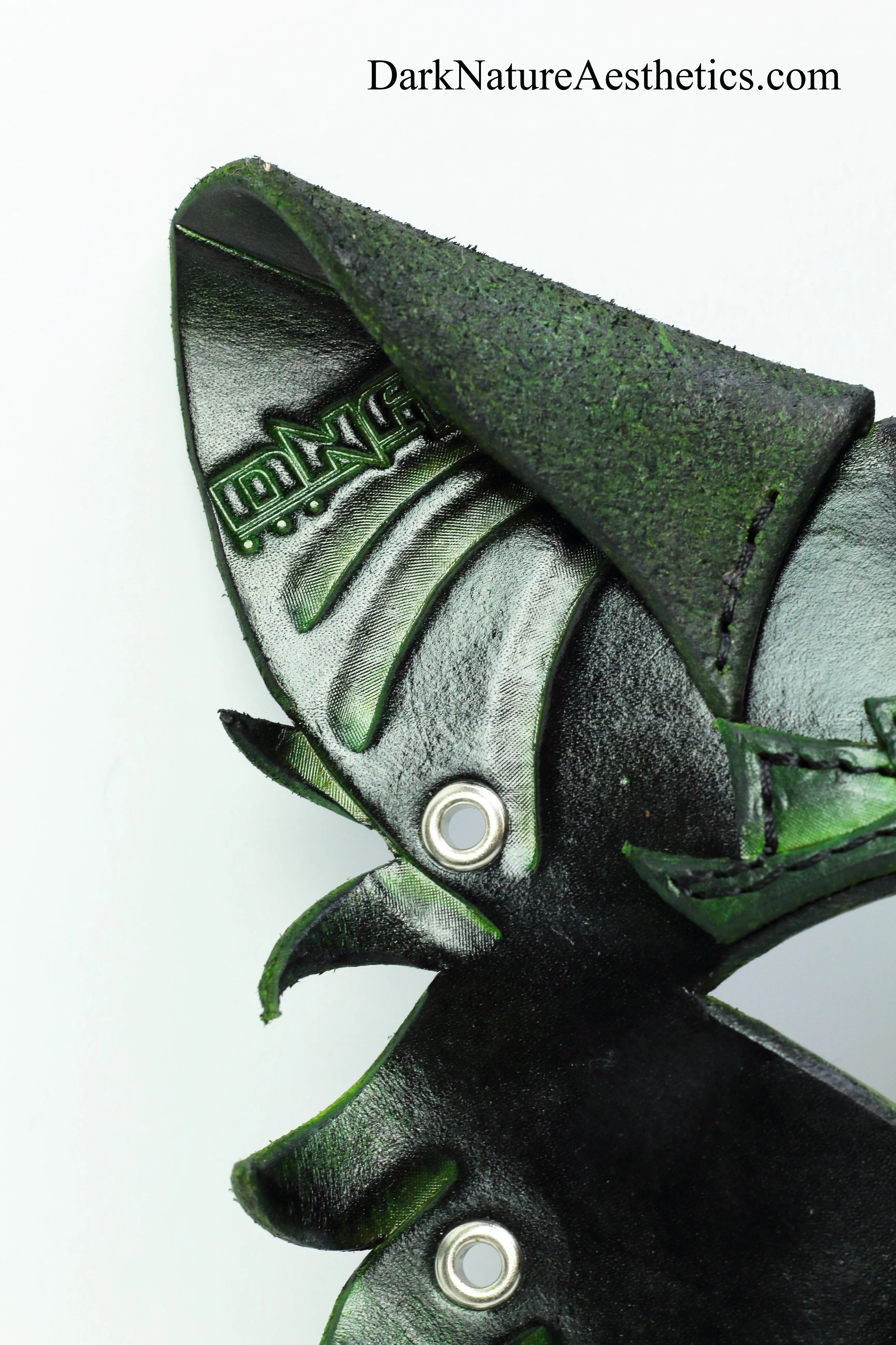 Green "Primal Call" Wolf Leather Mask