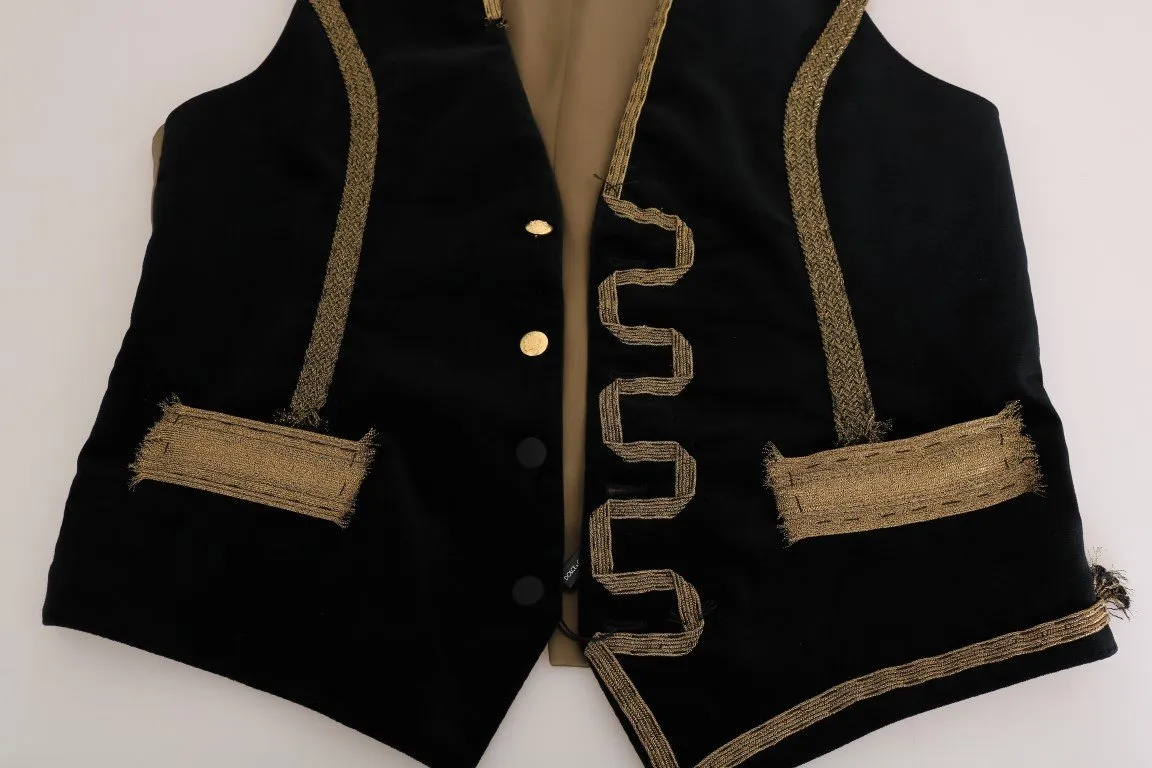 Green Velvet Gold Vest