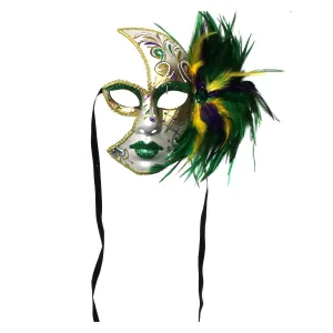 Half Mask w Feathers and Glitter 10" X 9"