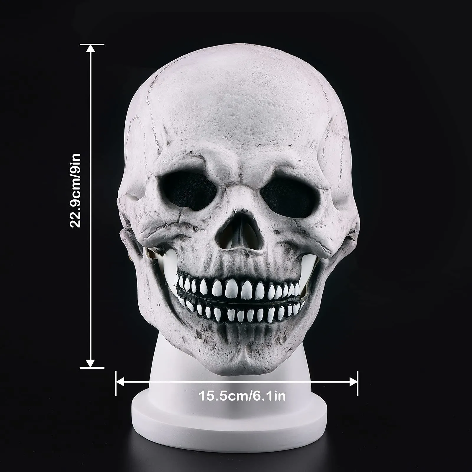 Halloween Mask Scary Full Head Skull Masks with Moving Jaw Realistic Latex Skeleton Props Cosplay Party Costume