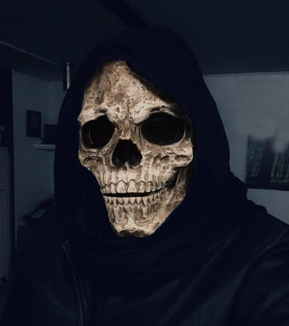 Halloween Mask Scary Full Head Skull Masks with Moving Jaw Realistic Latex Skeleton Props Cosplay Party Costume