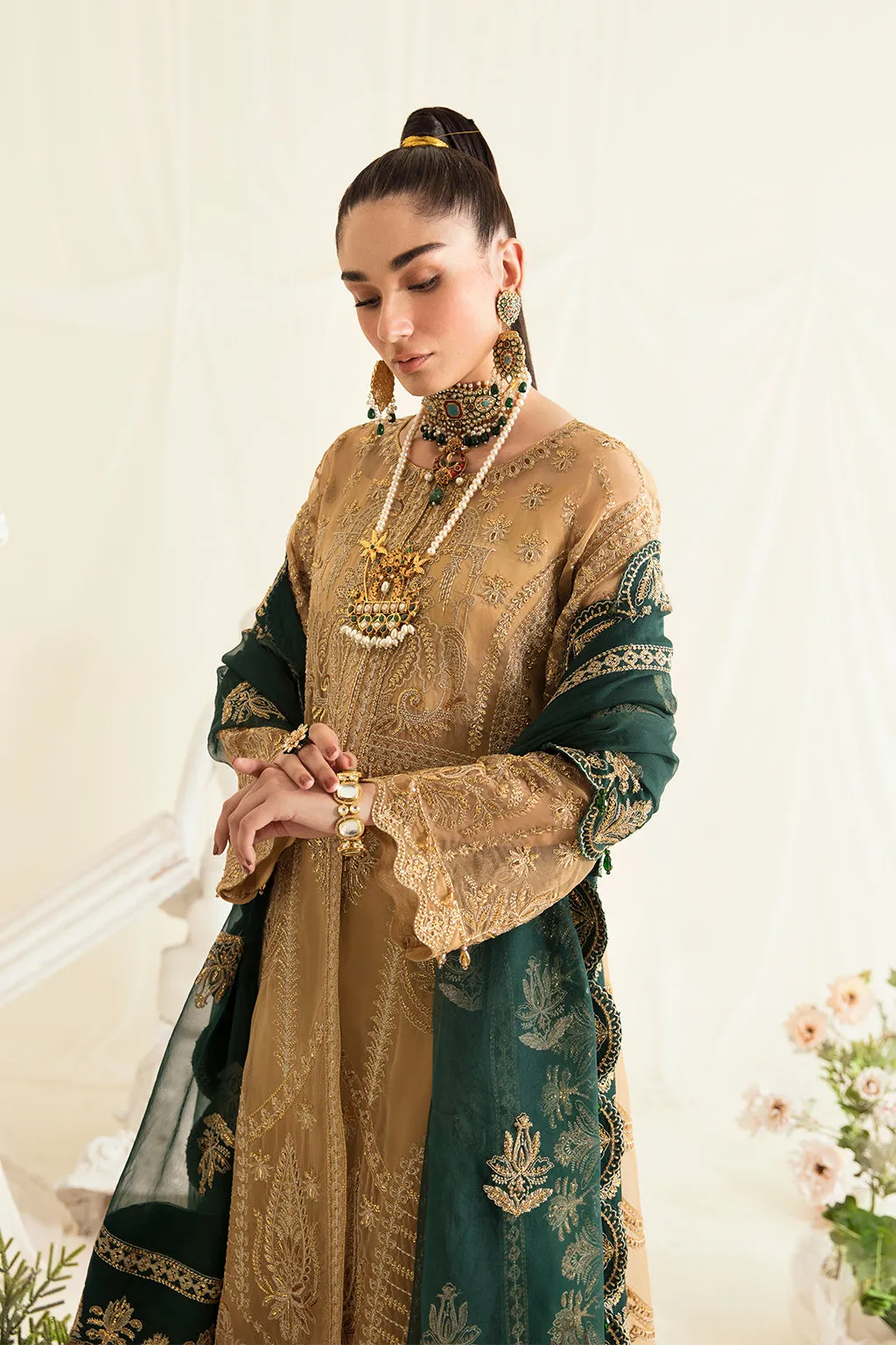Heavily Embellished Pakistani Party Dress in Kameez Trousers Style