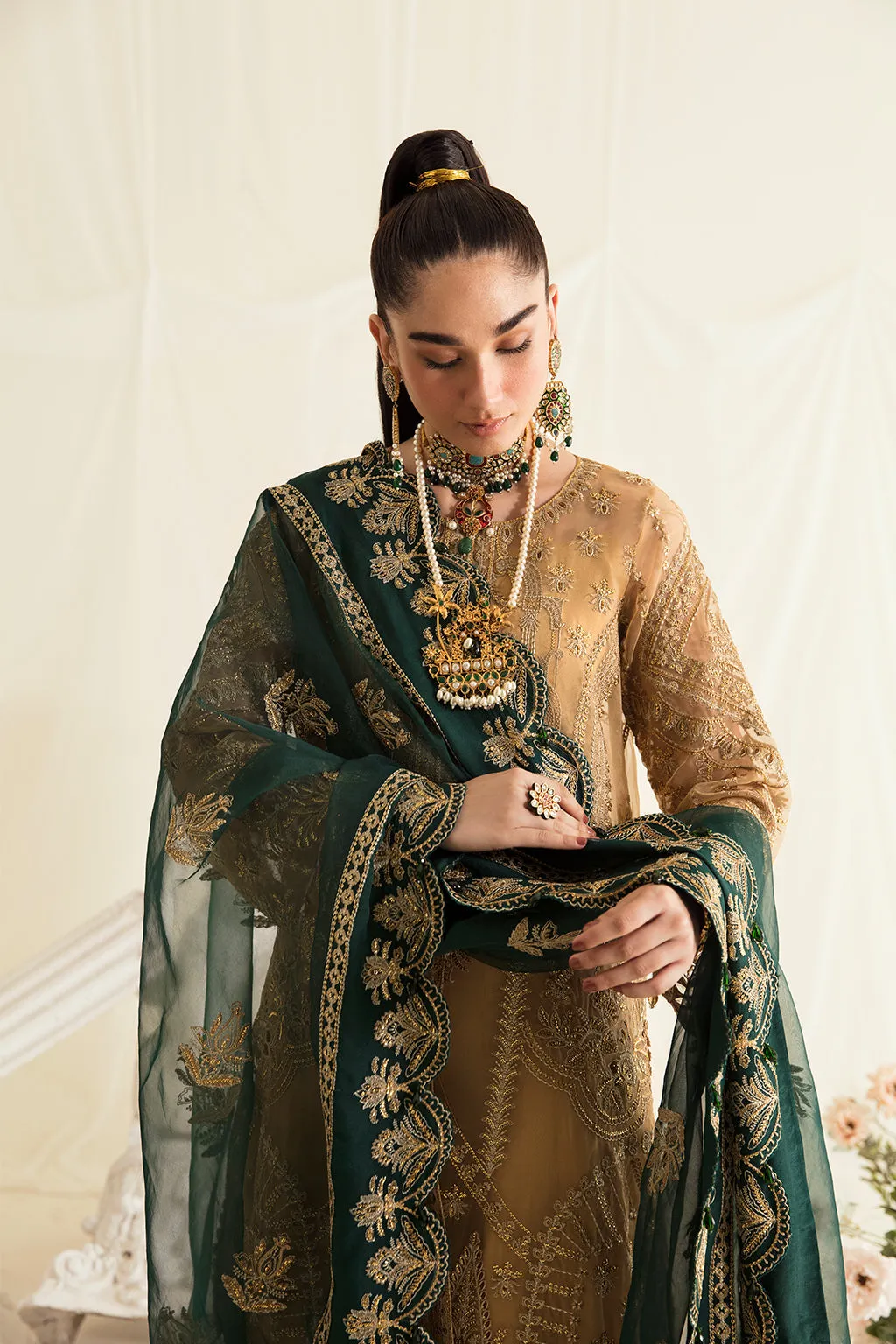 Heavily Embellished Pakistani Party Dress in Kameez Trousers Style