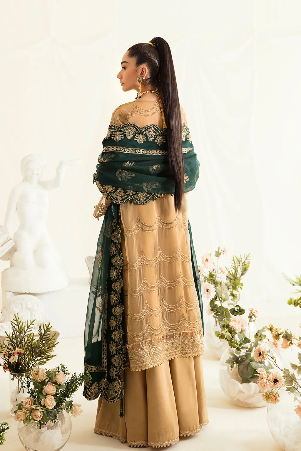 Heavily Embellished Pakistani Party Dress in Kameez Trousers Style