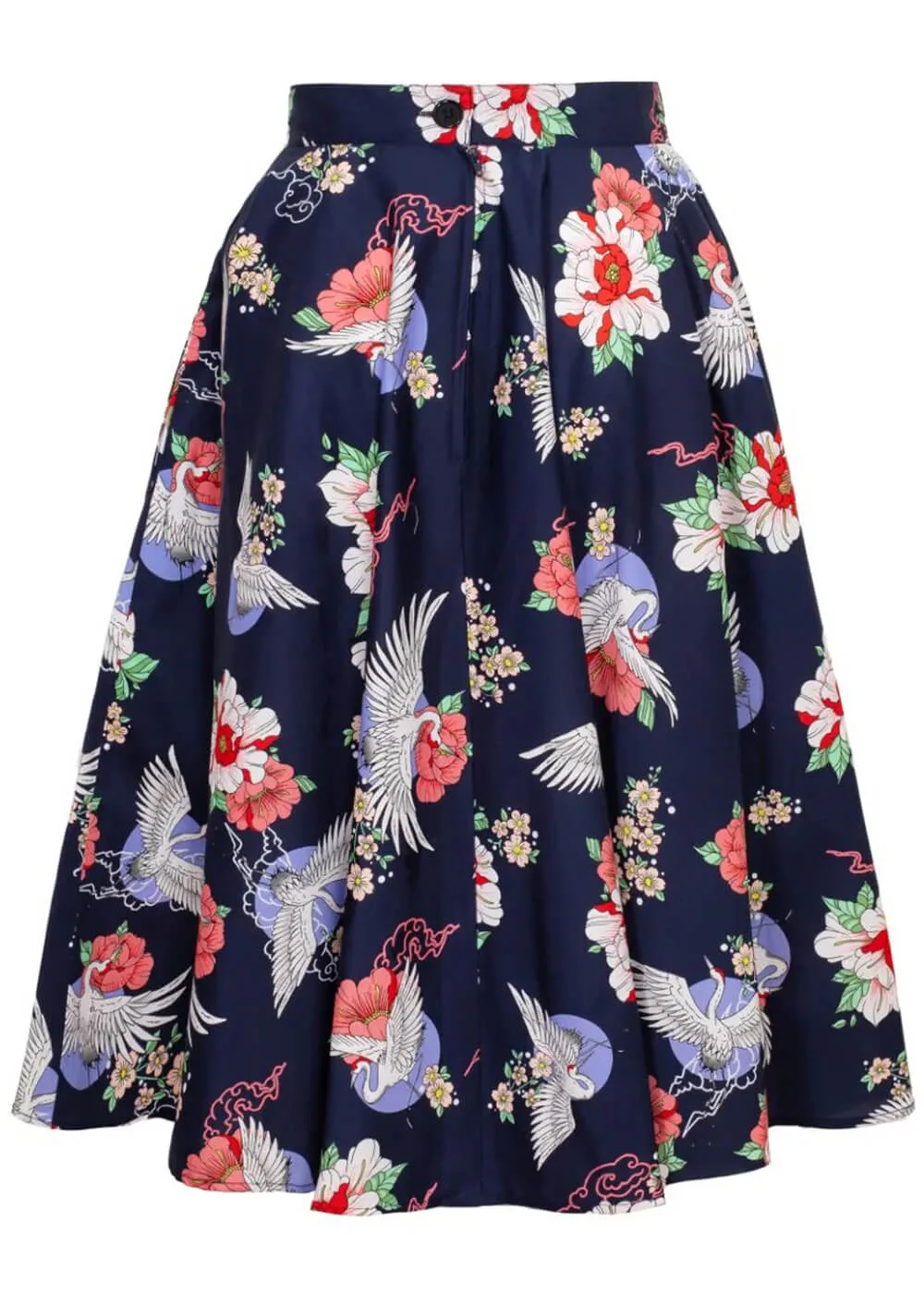 Hell Bunny Misa Crane 50's Swing Skirt Navy