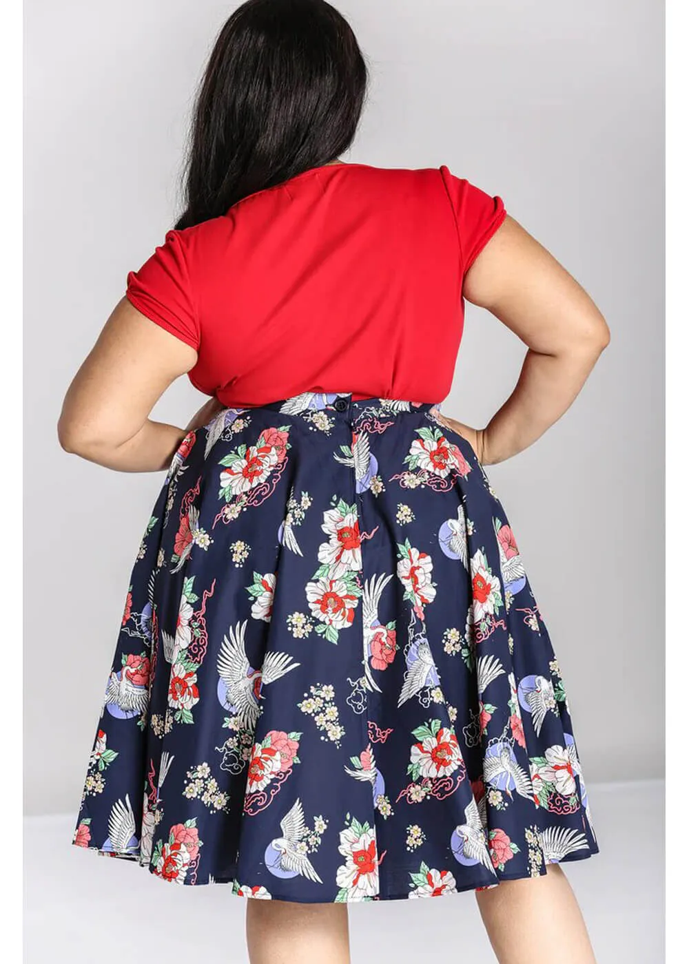 Hell Bunny Misa Crane 50's Swing Skirt Navy