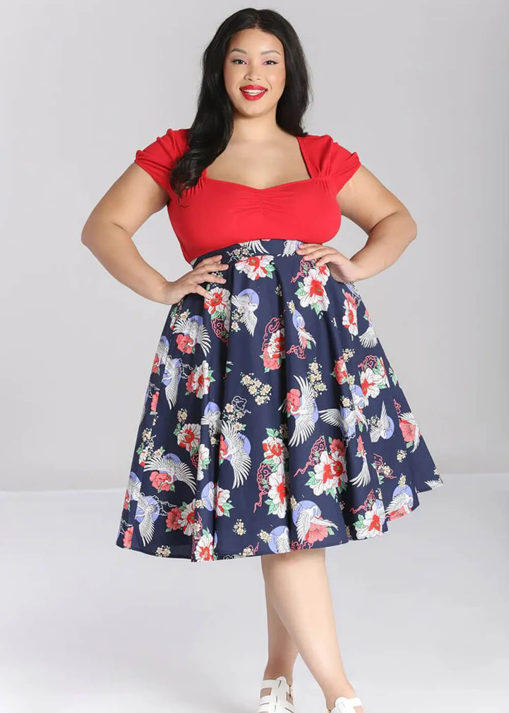 Hell Bunny Misa Crane 50's Swing Skirt Navy