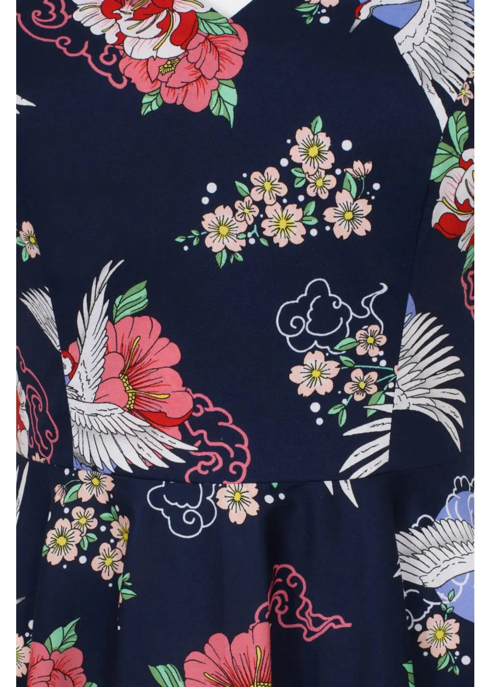 Hell Bunny Misa Cranes 50's Midi Swing Dress Navy
