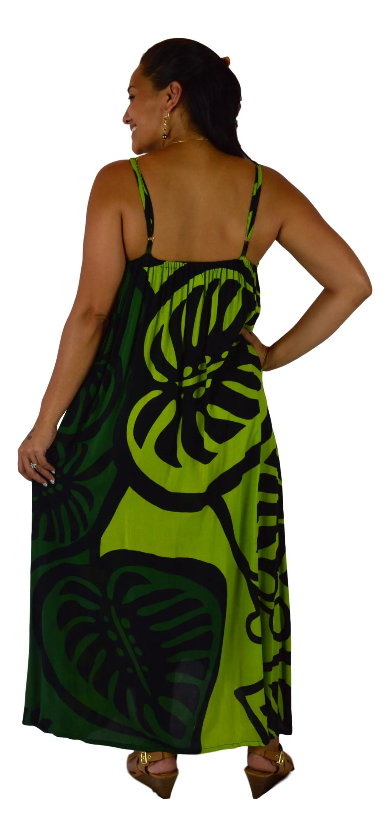 Holoholo - Bali Dress - Long - Monstera - Green