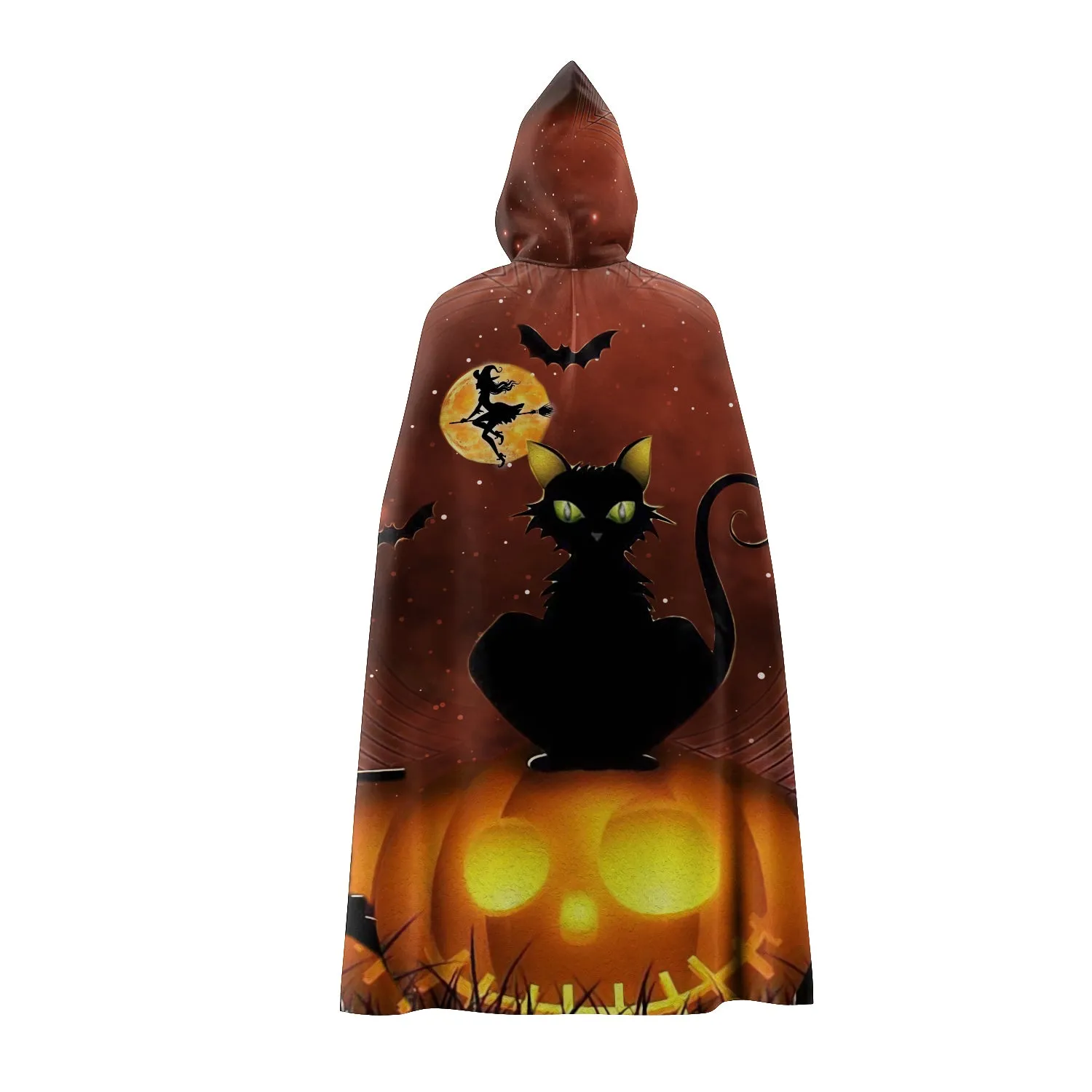 Hooded Cloak - Happy Halloween Black Cat Hooded Cloak - Nsd99