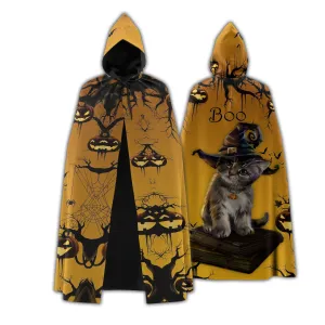 Hooded Cloak - Happy Halloween Cat Hooded Cloak - Nsd99
