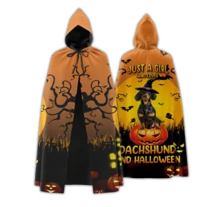 Hooded Cloak - Just A Girl Who Love Dachshund And Halloween Hooded Cloak - Hooded Cloak for Halloween - Nsd99