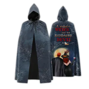 Hooded Cloak - The Wicked Witch And Her Handsome Devil Hooded Cloak - Hooded Cloak for Halloween - Nsd99