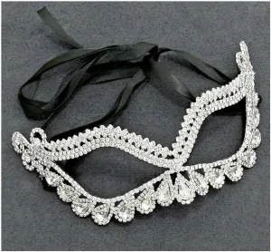 Itica Tear Drop Halo Masquerade Mask | Silver | Crystal