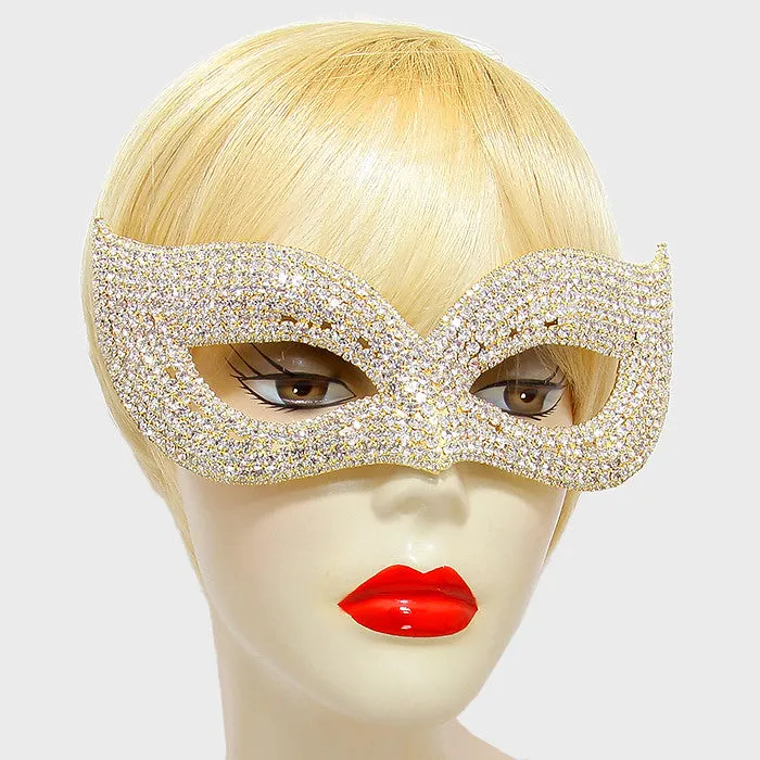 Ivanna Cluster Cat Eye Statement Gold Masquerade Mask | Crystal | Gold