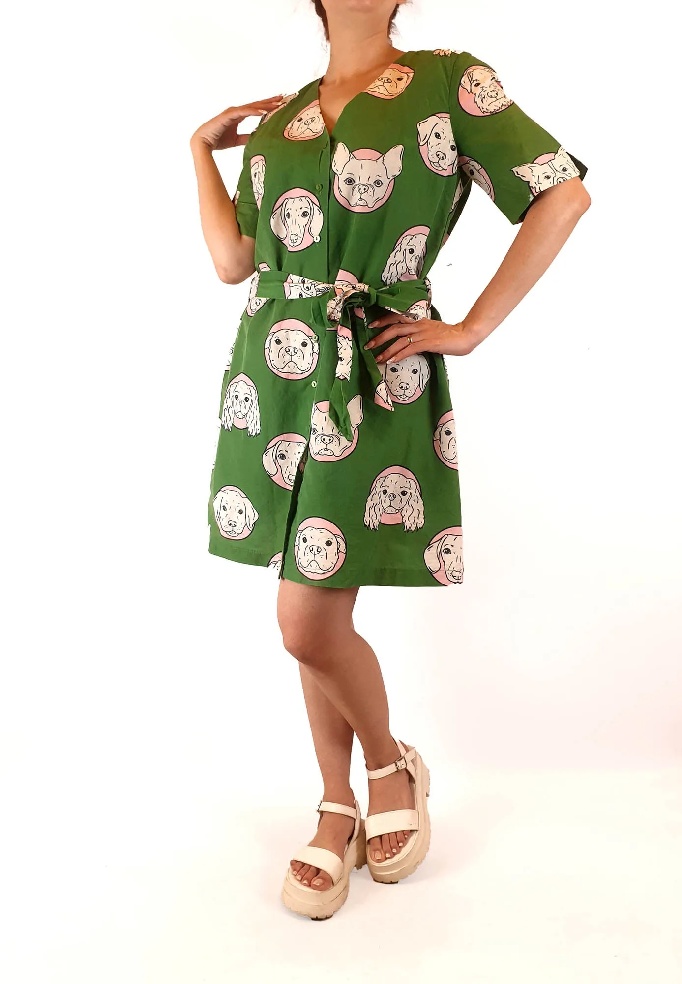 Jericho Road green dog print dress size 10