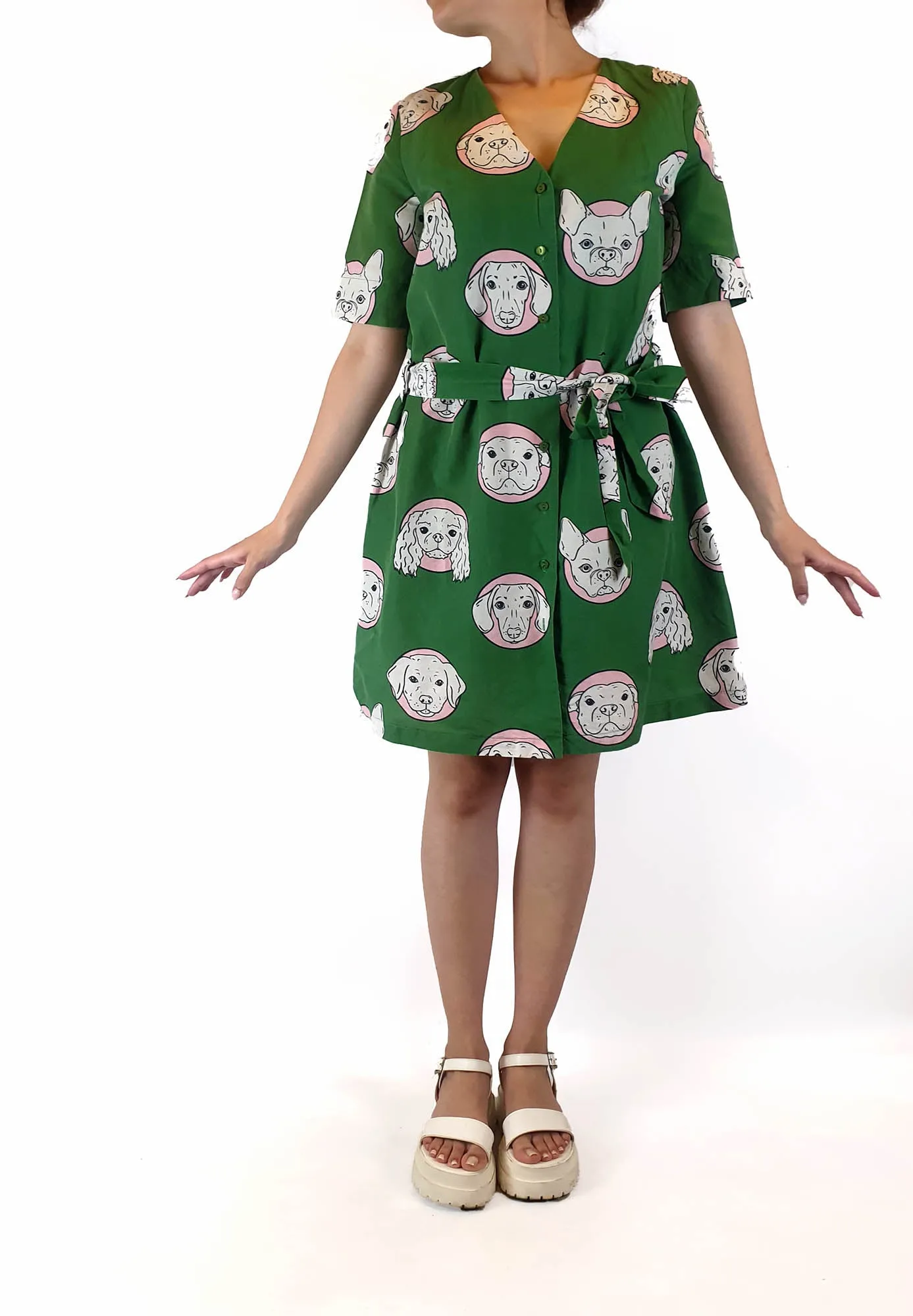 Jericho Road green dog print dress size 10