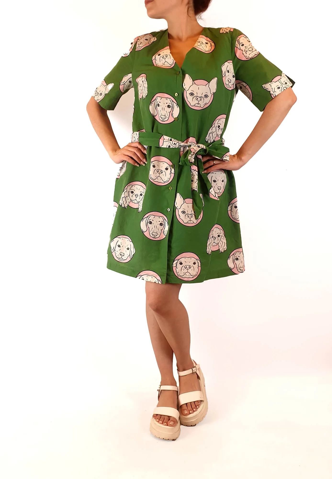 Jericho Road green dog print dress size 10