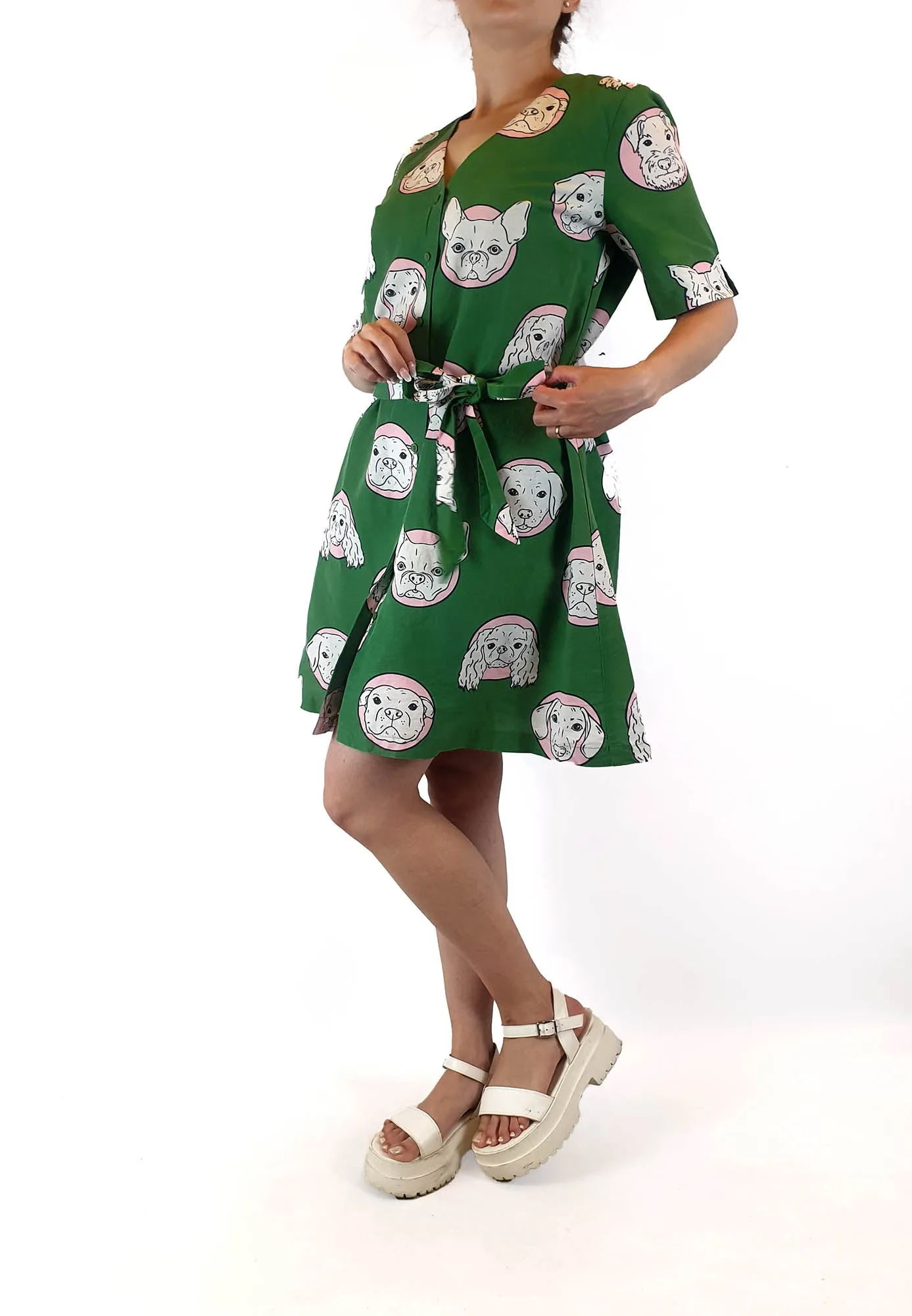 Jericho Road green dog print dress size 10