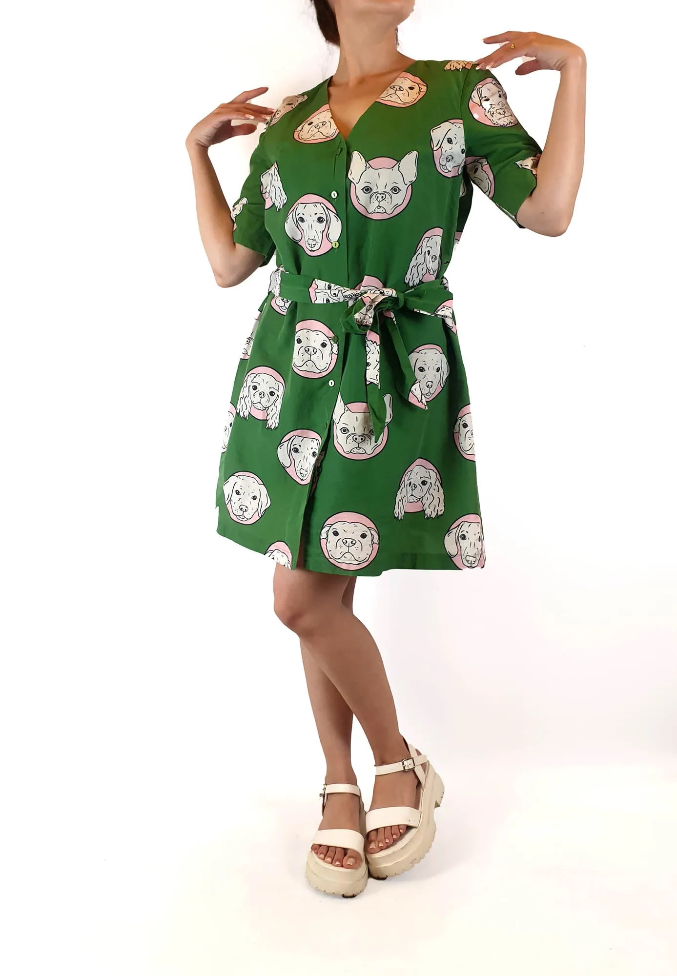 Jericho Road green dog print dress size 10