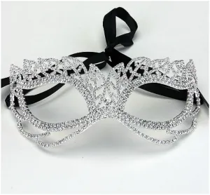 Keely Vintage Leaf Cluster Masquerade Mask | Crystal | Silver