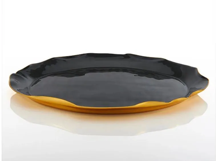 Large Oval Ruffled Platter Graphite - Nima Oberoi - Lunares