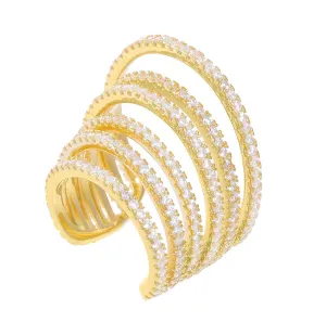 Large Pavé Cascading Multi Row Ear Cuff