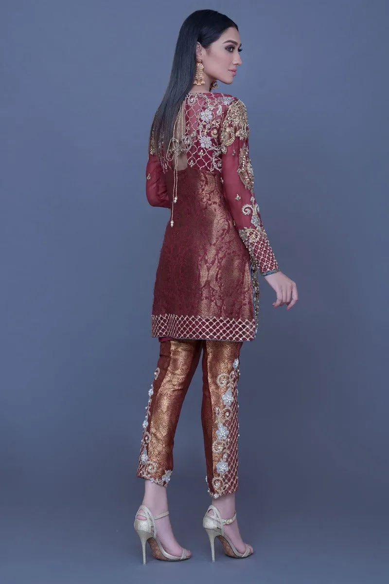 Latest Asian Party Outfit in Maroon Color #Y2035