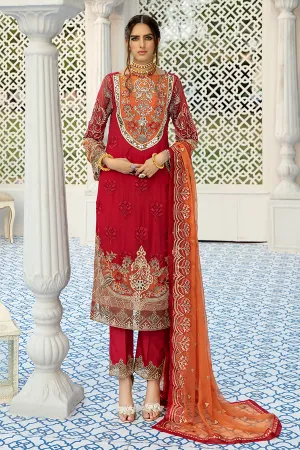 Latest Chiffon Mirror Work Dress In Rust Maroon Combination # CA114