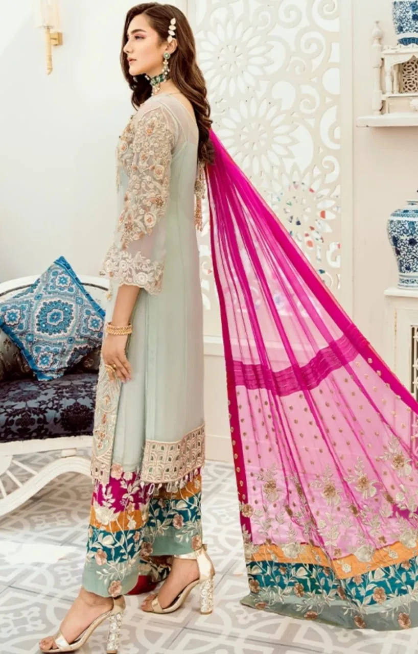 Latest Chiffon Party Dress with Embroidery #Y2075